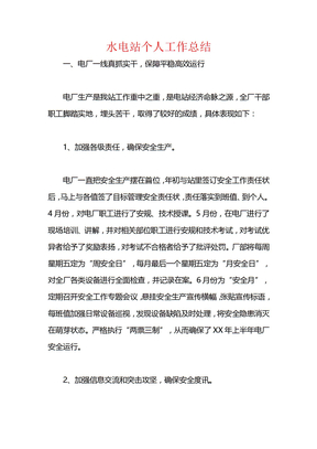 水电站个人工作总结