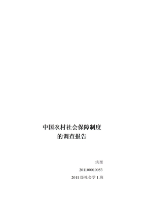 中国农村社会保障制度的调查报告