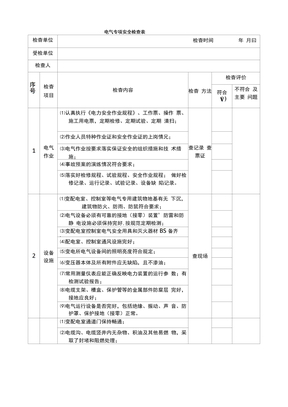 电气专项安全检查表