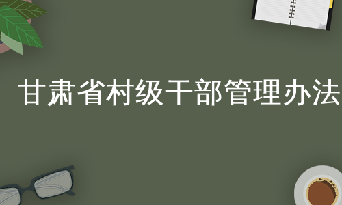 甘肃省村级干部管理办法