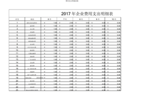 费用支出明细表格