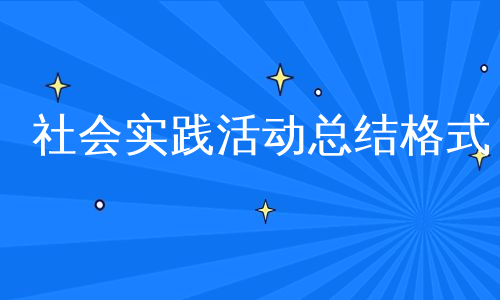社会实践活动总结格式