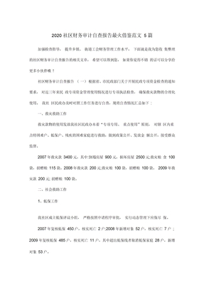 2020社区财务审计自查报告最火借鉴范文5篇