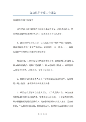 公益组织年度工作报告