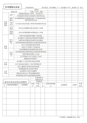 作业观察记录表