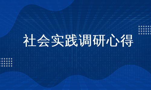 社会实践调研心得