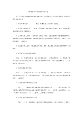 乒乓球基本功练习内容和计划