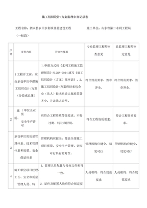 施工组织设计监理审查记录