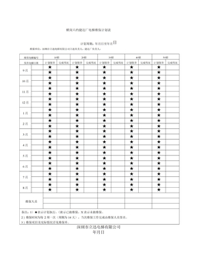 电梯维保计划表
