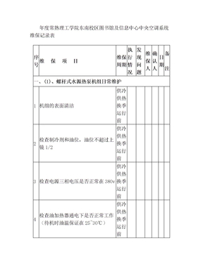 空调系统维保记录表