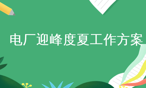 电厂迎峰度夏工作方案