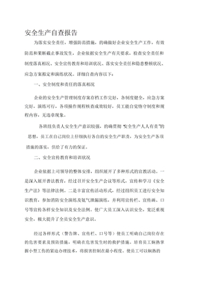 安全生产自查报告