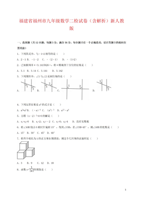 福建省福州市九年级数学二检试卷（含解析）新人教版