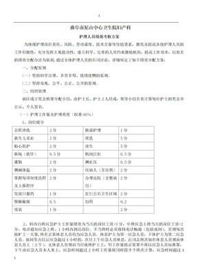 科室绩效考核方案