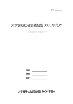 大学暑期社会实践报告3000字范本