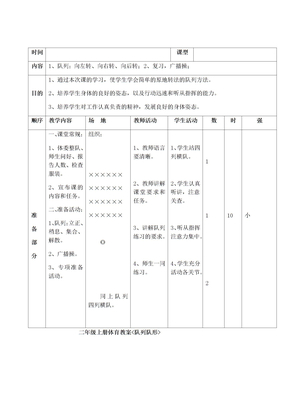 二年级上册体育教案队列队形