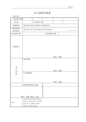 员工离职审批表交接表