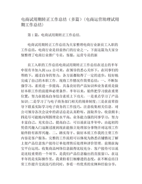 电商试用期转正工作总结(多篇)(电商运营助理试用期工作总结)(1)