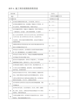 疫情防控情况检查表