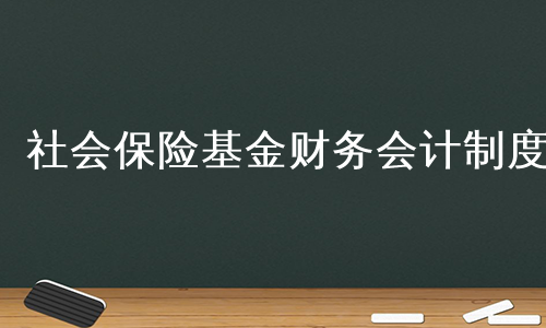 社会保险基金财务会计制度