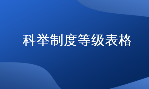 科举制度等级表格