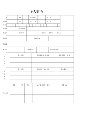 个人简历表