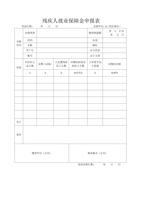 残疾人就业保障金申报表