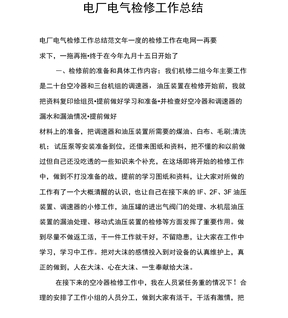 电厂电气检修工作总结