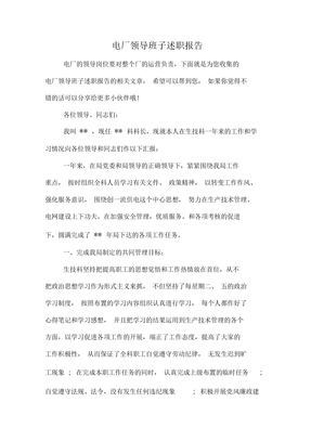 电厂领导班子述职报告