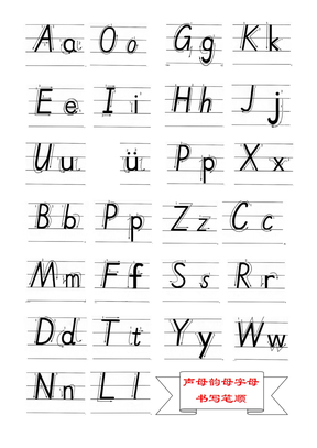 汉语拼音声母韵母字母书写规范笔顺