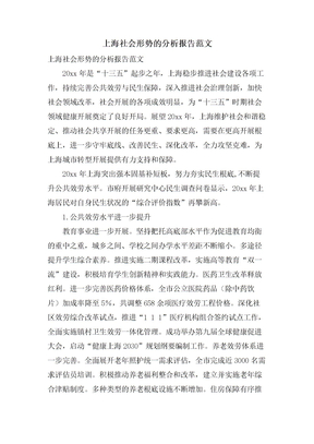 上海社会形势的分析报告范文