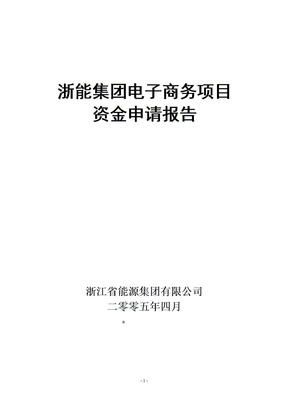 能源集团电子商务平台项目资金申请报告