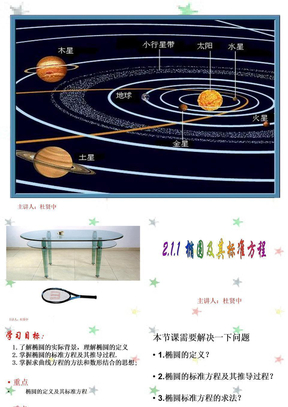 椭圆及椭圆标准方程