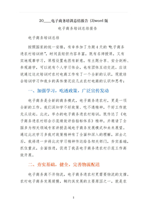 电子商务培训总结报告 word版