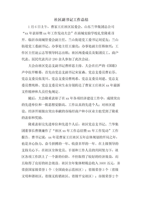 社区副书记工作总结