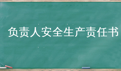 负责人安全生产责任书