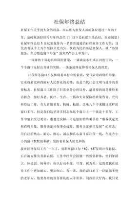社保年终总结