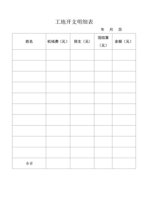 工地开支明细表