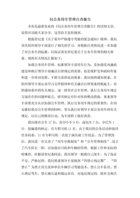 局公务用车管理自查报告