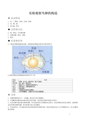 生物新人教版8下探究活动报告册答案