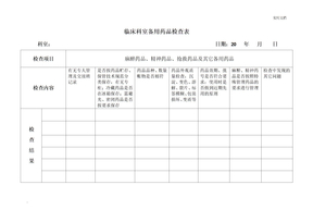 临床科室备用药品检查表