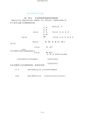 高考生物备考笔记