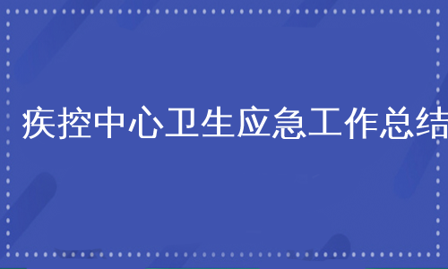 疾控中心卫生应急工作总结