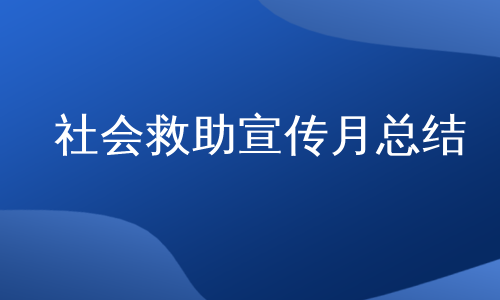 社会救助宣传月总结