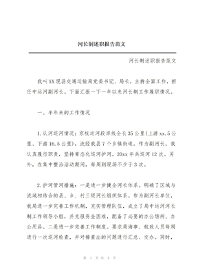河长制述职报告范文