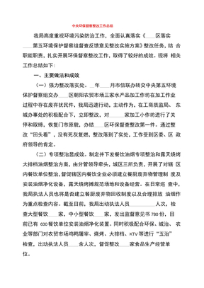 中央环保督察整改工作总结