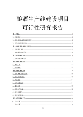 酿酒生产线建设项目可行性研究报告