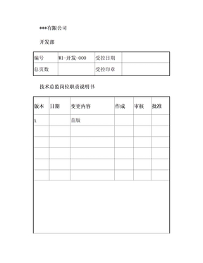 研發部技術總監崗位職責說明書