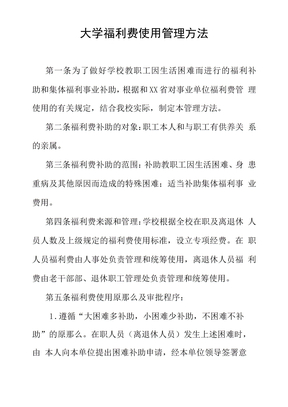 大学福利费使用管理办法