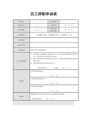 离职报告表格